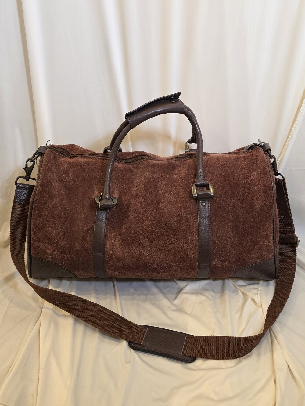 Vintage 2003 Marlboro Guts Grit Gear Suede Leather Duffel Bag Weekender